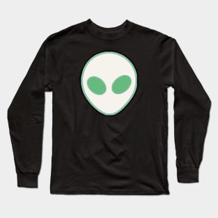 Big Green Eyed Aliens Head Long Sleeve T-Shirt